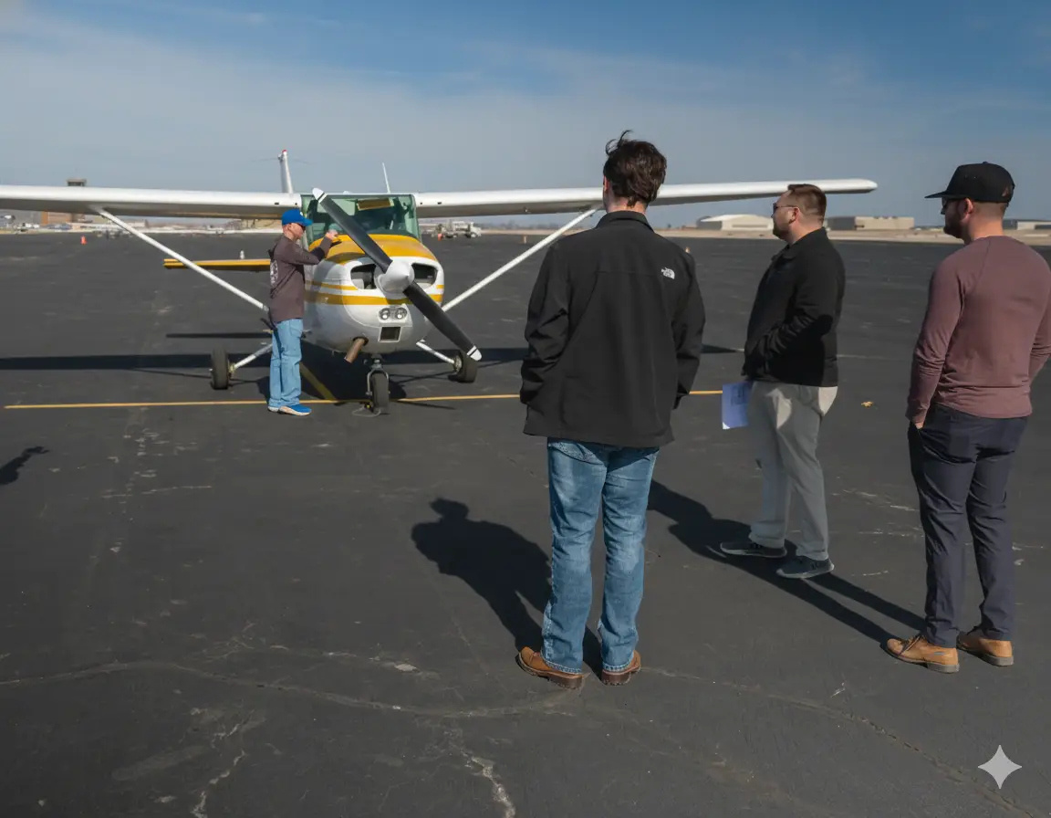 Pilot checking instruments during flight training